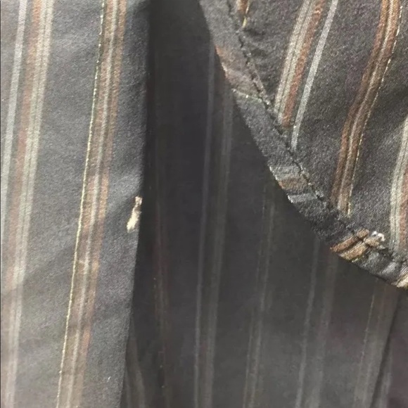 Zara Women Skirt  Black Brown Striped Pleated Large Bow Belt  Metallic L - Picture 9 of 12